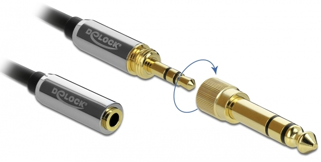 Delock predlžovací kábel 50cm s konektormi Jack 3,5 mm + skrutkovacie redukcia jack 6,3 mm