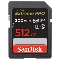 SanDisk Extreme PRO 512GB SDXC pamäťová karta 200MB/s a 140MB/s, UHS-I, Class 10, U3, V30