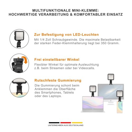 Walimex pro LED Leuchte 64 mit Mini-Klemme