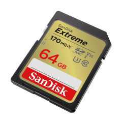 SanDisk Extreme 64 GB SDXC Memory Card 170 MB/s a 80 MB/s, UHS-I, Class 10, U3, V30