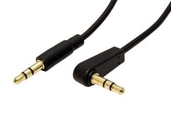 Kábel jack 3.5M - jack 3.5M 90°, 1.5m, fekete