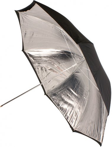 Helios Štúdiový dáždnik 100cm vnútro strieborný, vonkajšok čierny