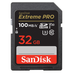 SanDisk Extreme PRO 32GB SDHC Speicherkarte 100MB/s und 90MB/s, UHS-I, Class 10, U3, V30