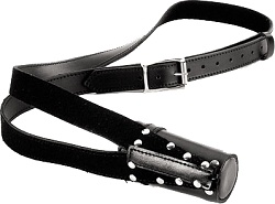 B.I.G. leather shoulder strap on a monopod