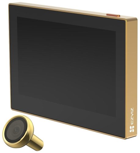 Ezviz HP2 chytré dveřní kukátko s kamerou, WiFi, 2K, 4,3" monitor, napájení ze sítě a baterie, zlaté provedení