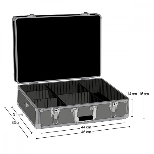 Mantona pevný hliníkový kufr (vnitřní rozměr: 44x31x14cm), stříbrný