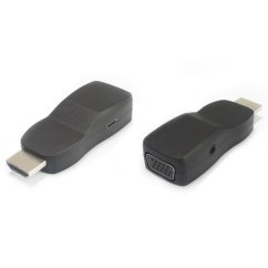 Prevodník HDMI na VGA miniaturní provedení se zvukem a napájecím konektorem černý