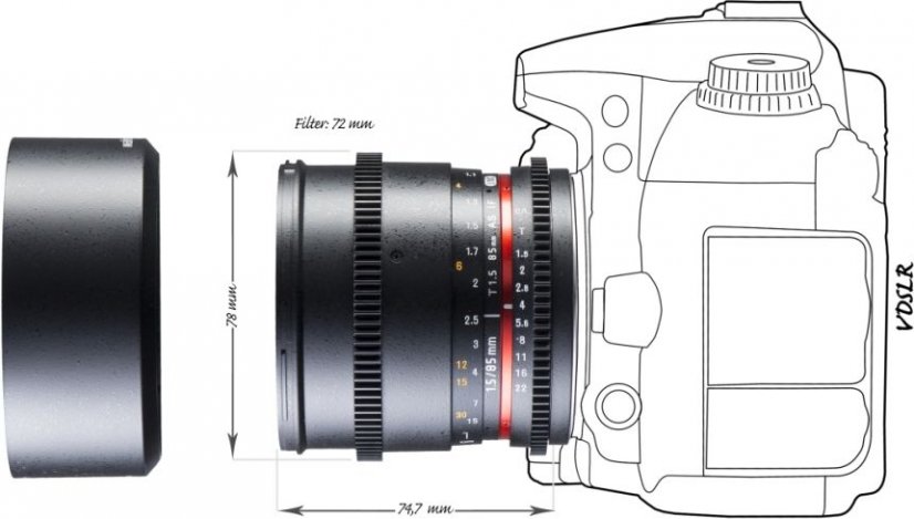 Walimex pro 85mm T1,5 Video DSLR objektiv pro Canon EF