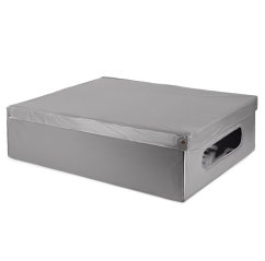 Compactor Skládací úložná krabice, karton potažený PVC, 58 x 48 x 16 cm, šedá