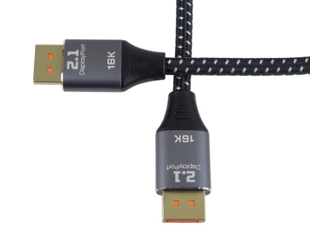 Kabel DisplayPort 2.1, 16K@60Hz, kovové a pozlacené konektory, 1 m