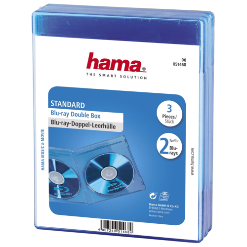 Obal na Blu-ray disk Hama 2, modrý, 3 ks v balení (cena za balení)