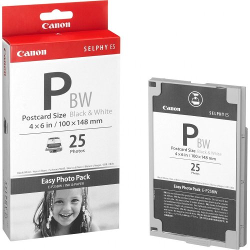 Canon E-P25BW Easy Photo Pack Postkartenformat, 25 Drucke (Schwarzweiß)