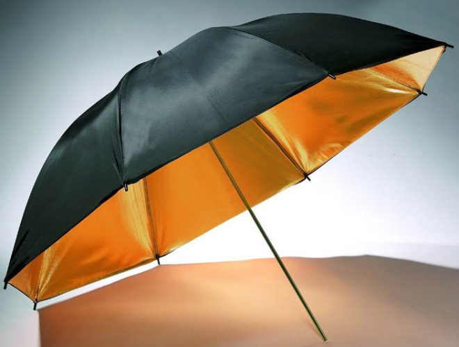 Studiový deštník 110cm zlatý/černý