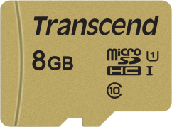 Transcend Gold 500S microSD w/adp (V30) R95/W60 8GB