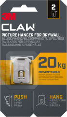 3M Claw Hook for drywall, hold 20 kg, 2 hooks