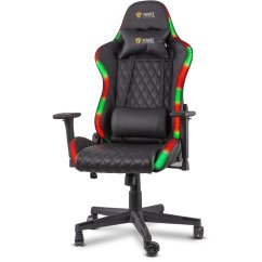 Herné kreslo Yenkee YGC 300RGB Stardust, čierne, podsvietené, polohovateľné