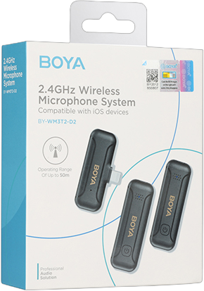 Boya BY-WM3T2-U2 - 2.4G Mini Wireless Microphone - for USB Type-C devices 1+2 Boya BY-WM3T2-U2 - 2.4G Mini Wireless Microphone - for USB Type-C devices 1+2