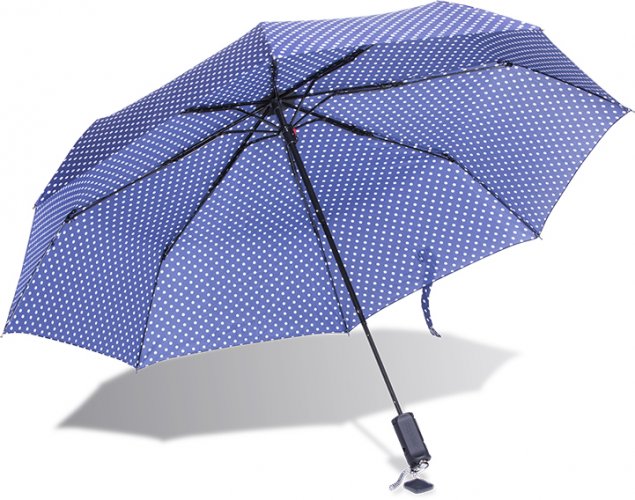 Papaler slnečník a dáždnik s integrovanou bluetooth selfie modrý s bodkami