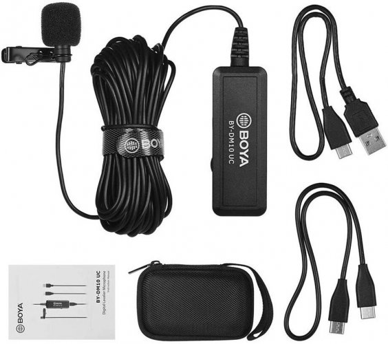 BOYA BY-DM10 UC digitální klopový mikrofon s monitoringem & USB typ C a USB kabel typ A