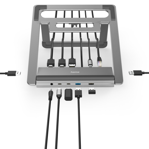Dokovací stanice a stojan Hama USB-C pro notebook Connect2Office Stand, 12 portů