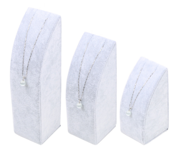 Hranol, stojánek, dekolt na šperky 14,5cm šedý samet (A17SS)