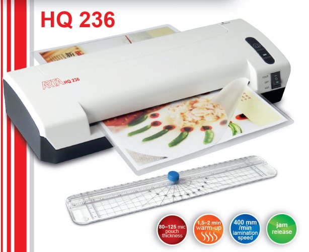 Laminátor ARTA HQ-236 A4, 125mic, 25cm/min., s integrovaným řezacím pravítkem