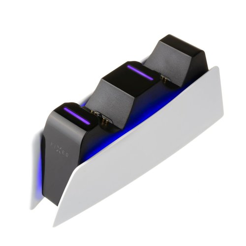 Dokovací stanice FIXED pro dva bezdrátové ovladače DualSense PlayStation 5, černo-bílá