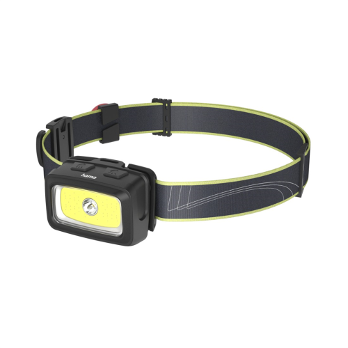 Hama HL350, LED čelovka, COB, svítivost 350 lm, dosvit 60 m, IP44, SOS píšťalka, baterie