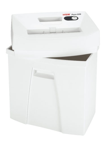 Aktenvernichter HSM Pure 220 P-4, 4x25mm, 7 Blatt, 20l, Kreditkarte, Heftklammern Aktenvernichter HSM Pure 220 P-4, 4x25mm, 7 Blatt, 20l, Kreditkarte, Heftklammern