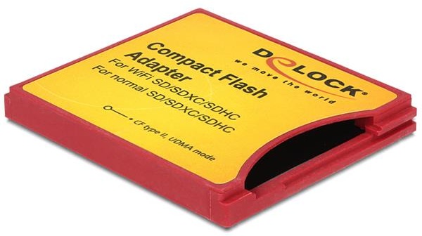 Delock Compact Flash Typ II Adapter für iSDIO (WiFi SD), SDHC, SDXC Speicherkarten