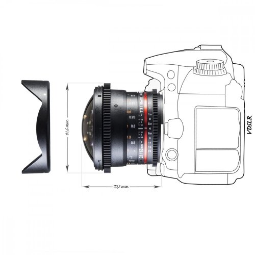 Walimex pro 12mm T3,1 Fisheye Video DSLR Objektiv für Nikon F