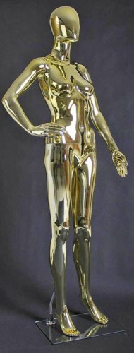 Figurína dámská, zlatý chrom, výška 175cm
