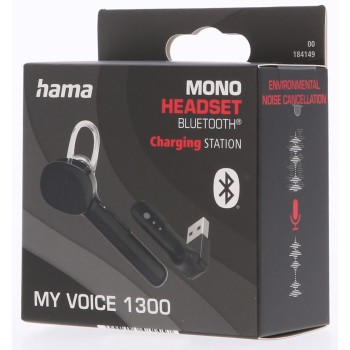 Hama MyVoice1300, náhlavní souprava Bluetooth mono, pro 2 zařízení, Siri, Google Assist, nabíjecí stanice