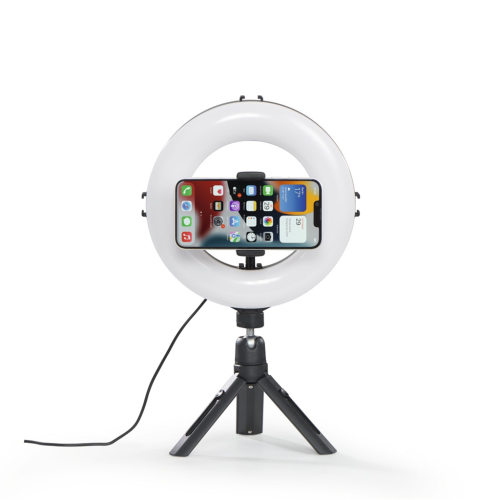Hama SpotLight Smart 80 II, kruhové LED světlo 8", držák na mobilní telefon, dálková spoušť, stolní stativ