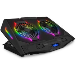 Chladiaca podložka Connect IT pod notebook NEO RGB - podsvietenie dúhové ČIERNA