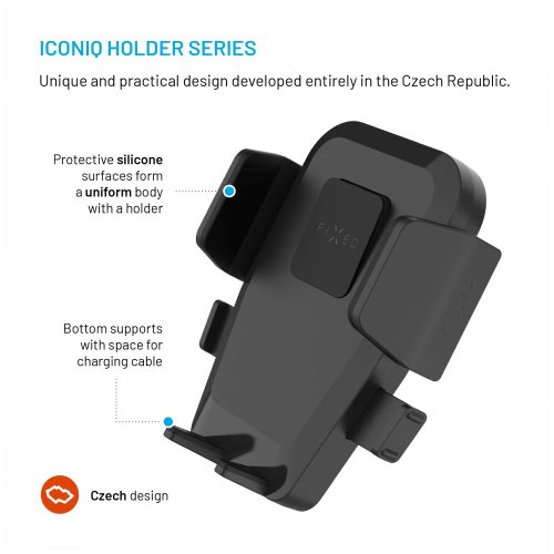 FIXED Iconiq Flex XL tartó üvegre vagy műszerfalra, fekete