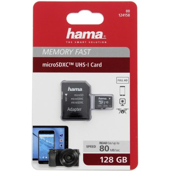 Hama microSDXC 128 GB Class 10 UHS-I 80 MB/s + adaptér / mobilní zařízení