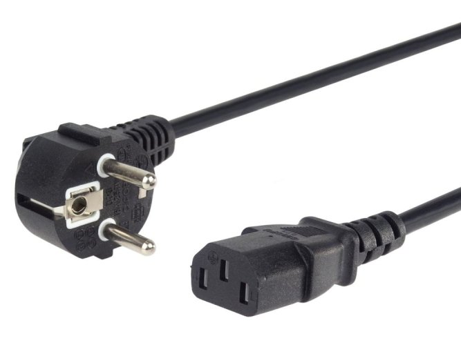230V Hálózati kábel számítógéphez, fekete, 1 m