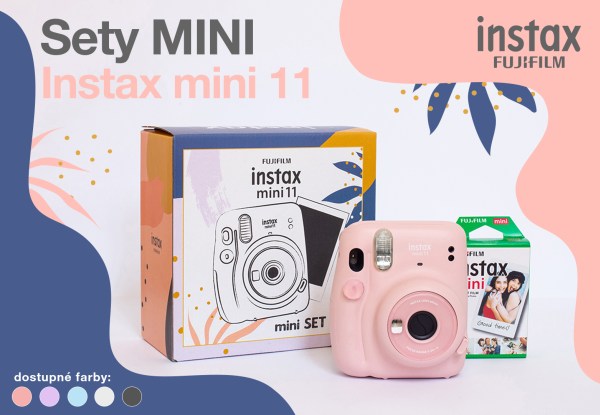 Fujifilm INSTAX mini 11, malý set, fotoaparát, film mini 10, puzdro (ruměncově ružová)