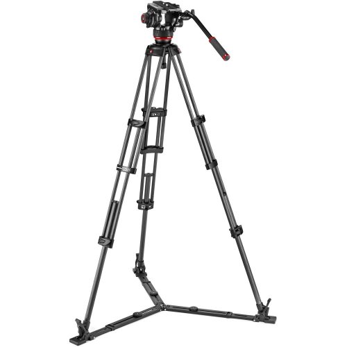 Manfrotto Fluid Video Head 504X & Carbon Fiber Tripod MVTTWINGC with Ground Spreader | Maximum Height 175 cm | Payload 12 kg | Weight 5.57 kg