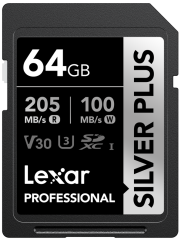 Lexar SDXC Professional SILVER Plus 1066x UHS-I/U3/A2/4K R205/W100 (V30) 64GB