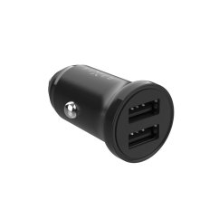 FIXED Auto-Ladegerät-Set mit 2x USB-Ausgang und USB/USB-C-Kabel, 1 Meter, 15W Smart Rapid Charge, schwarz