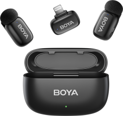 Boya Mini-15 Ultracompact 2.4GHz Wireless Microphone System with Lightning plug (Black)