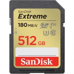 SanDisk Extreme 512 GB SDXC Speicherkarte 180 MB/s und 130 MB/s, UHS-I, Class 10, U3, V30