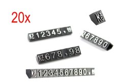 Plastové cenovky stříbrný prolis 6x9mm 20x řada Kč (EKCS x20)