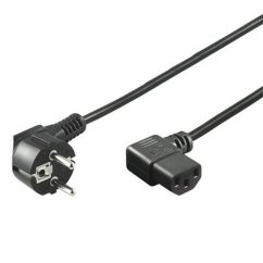 Kábel sieťový 230V k počítaču 2m, IEC konektor do uhla 90°, čierny