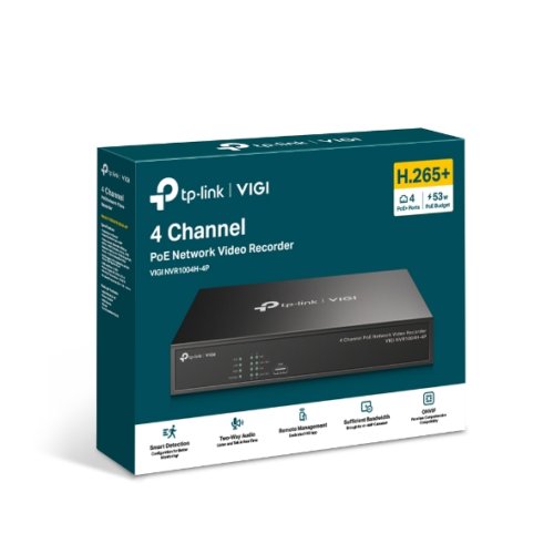 TP-Link VIGI NVR1004H-4P 4 kanály, 4x Lan s PoE, 2x USB