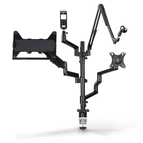Hama stolný držiak monitoru+ďalších 3 zariadení, pre streaming/gaming, výškovo nastaviteľný, otočný Hama stolný držiak monitoru+ďalších 3 zariadení, pre streaming/gaming, výškovo nastaviteľný, otočný