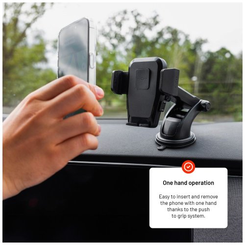 Držák FIXED Iconiq XXL s dlouhou přísavkou na sklo nebo palubní desku, černý