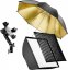 Walimex držák 4 blesků se softboxem 60cm + zlatý odrazný deštník